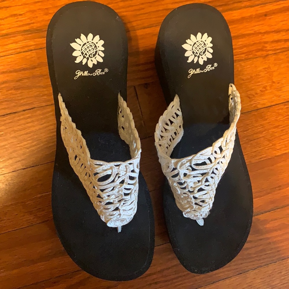 Yellow Box Wedge Sandals